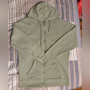 Sage green long sleeve zip up hoodie